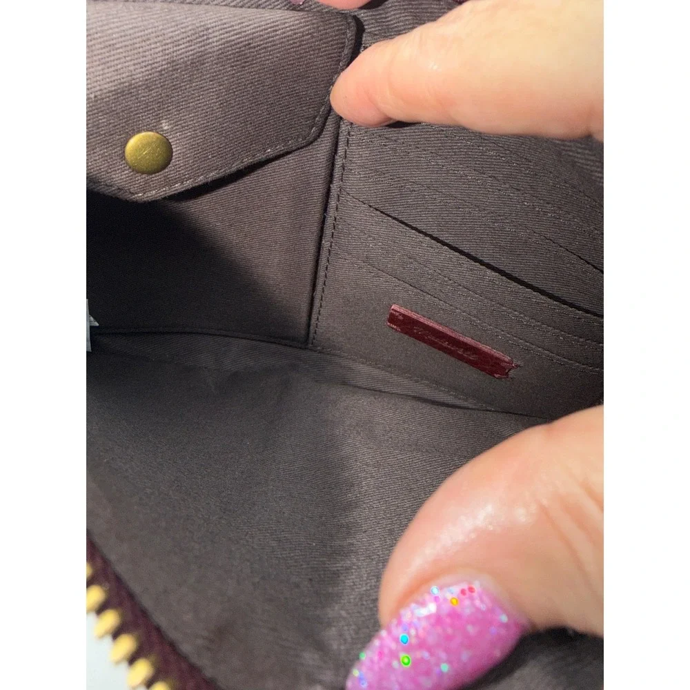 Madewell Burgundy Leather Star Pouch Zip Clutch Bag Gold Foil Celestial
